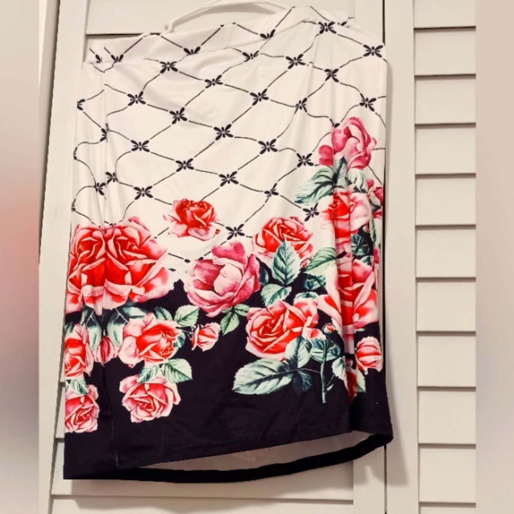 A's Floral Print High Waist Pencil Skirt Size XXL